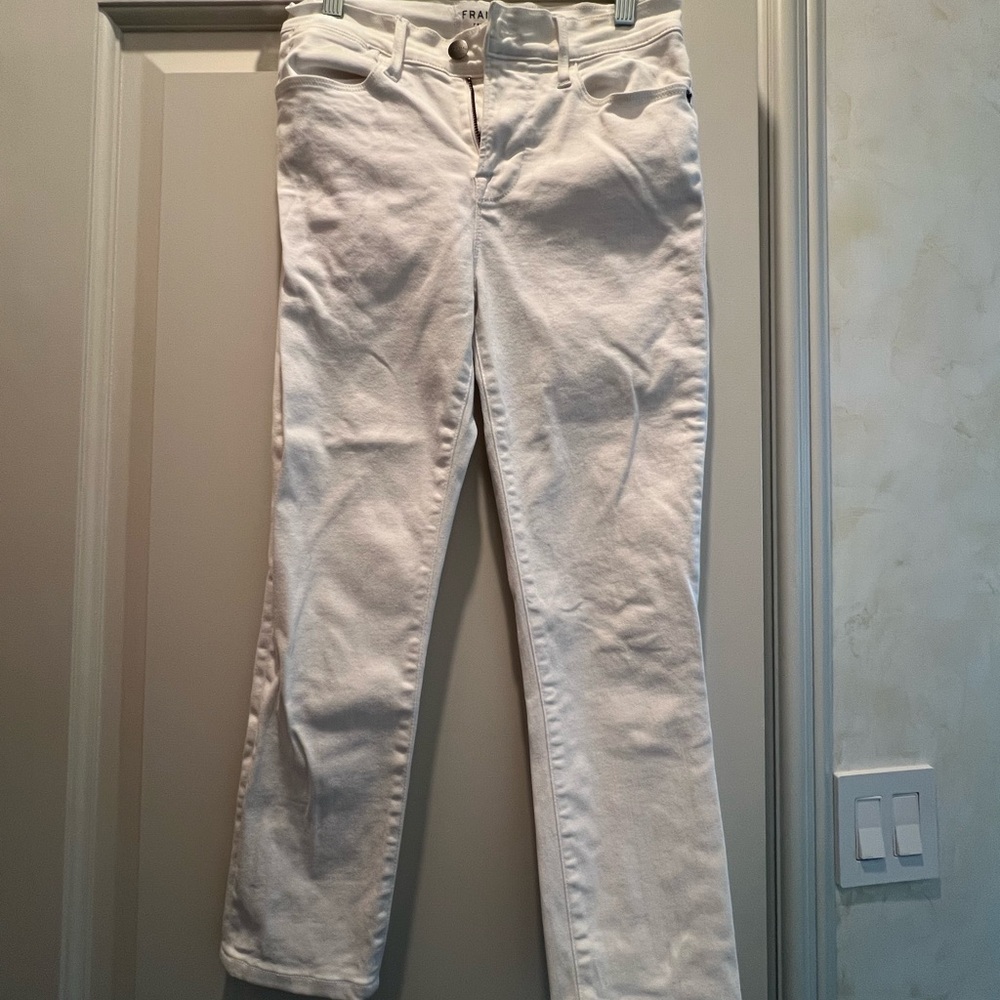 Frame Denim White Straight-Leg Jeans